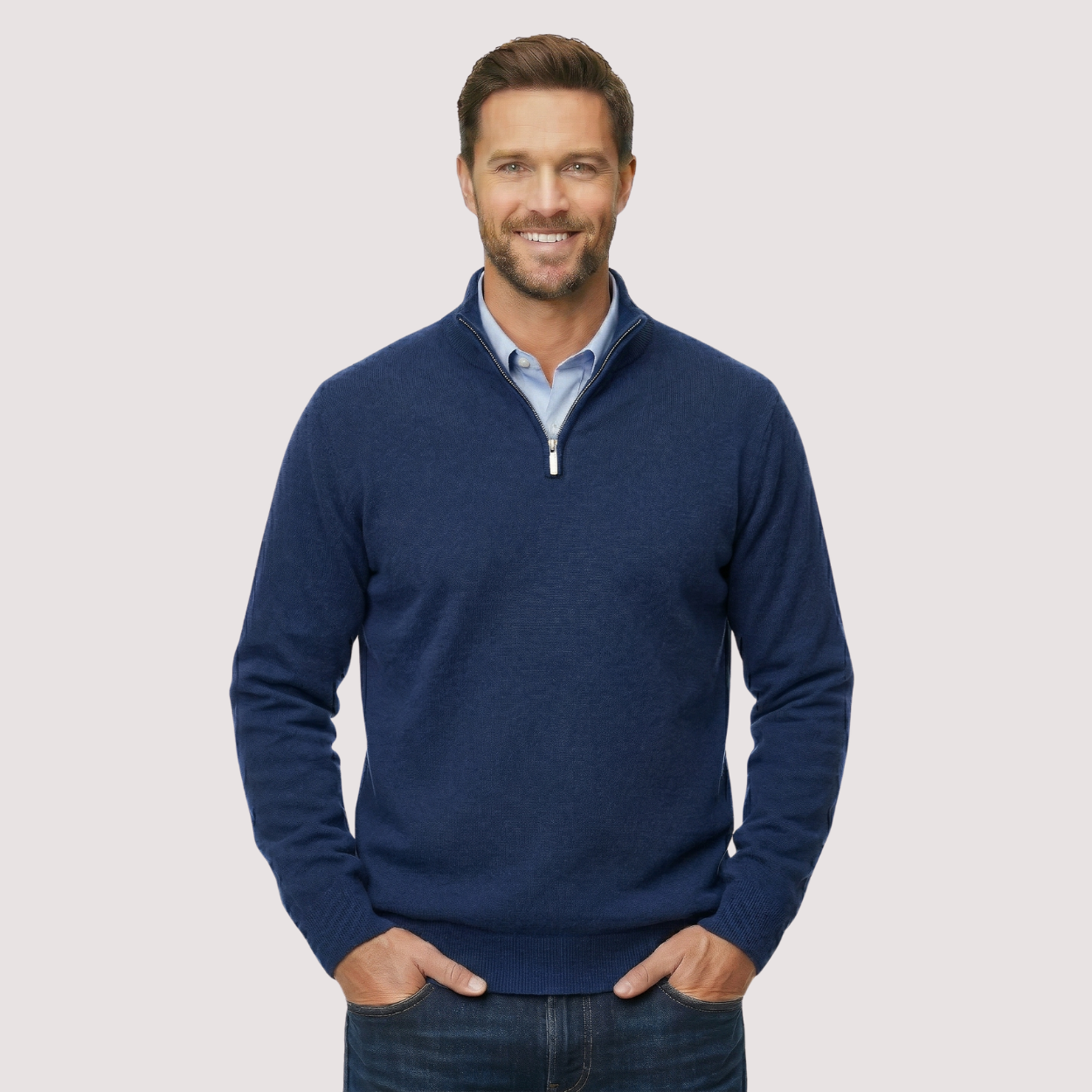 Classic Quarter Zip Knit Pullover Sweater — view 8