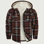 Sherpa Lined Plaid Flannel Zip Hoodie Jacket — view 16