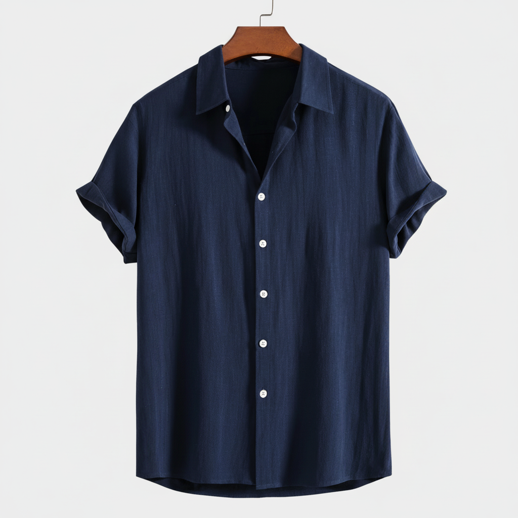 Rayon Linen Blend Button Up Shirt — view 7