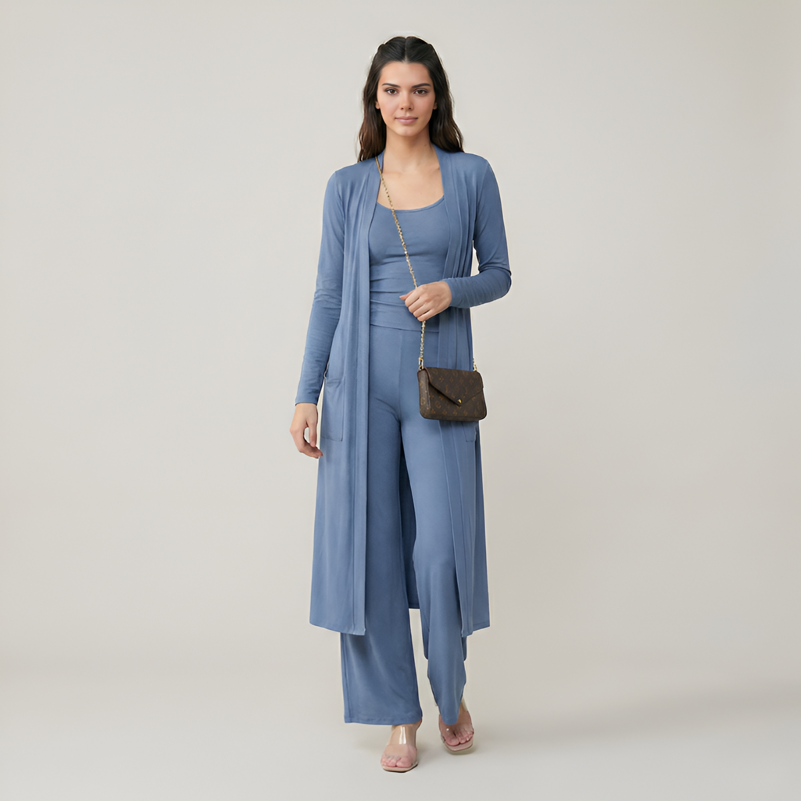 3 Piece Long Cardigan Knit Set — view 4