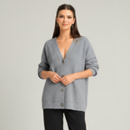 Soft Knit Cashmere Cocoon Front Button Cardigan — view 9