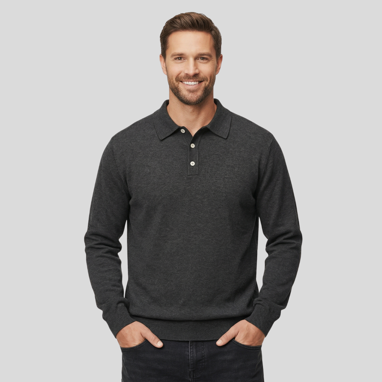 Classic Cashmere Lapel Polo T Shirt — view 6