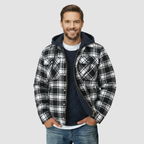Quilted Hooded Plaid Flannel Jacket — view 2