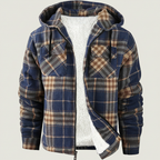 Sherpa Lined Plaid Flannel Zip Hoodie Jacket — view 17