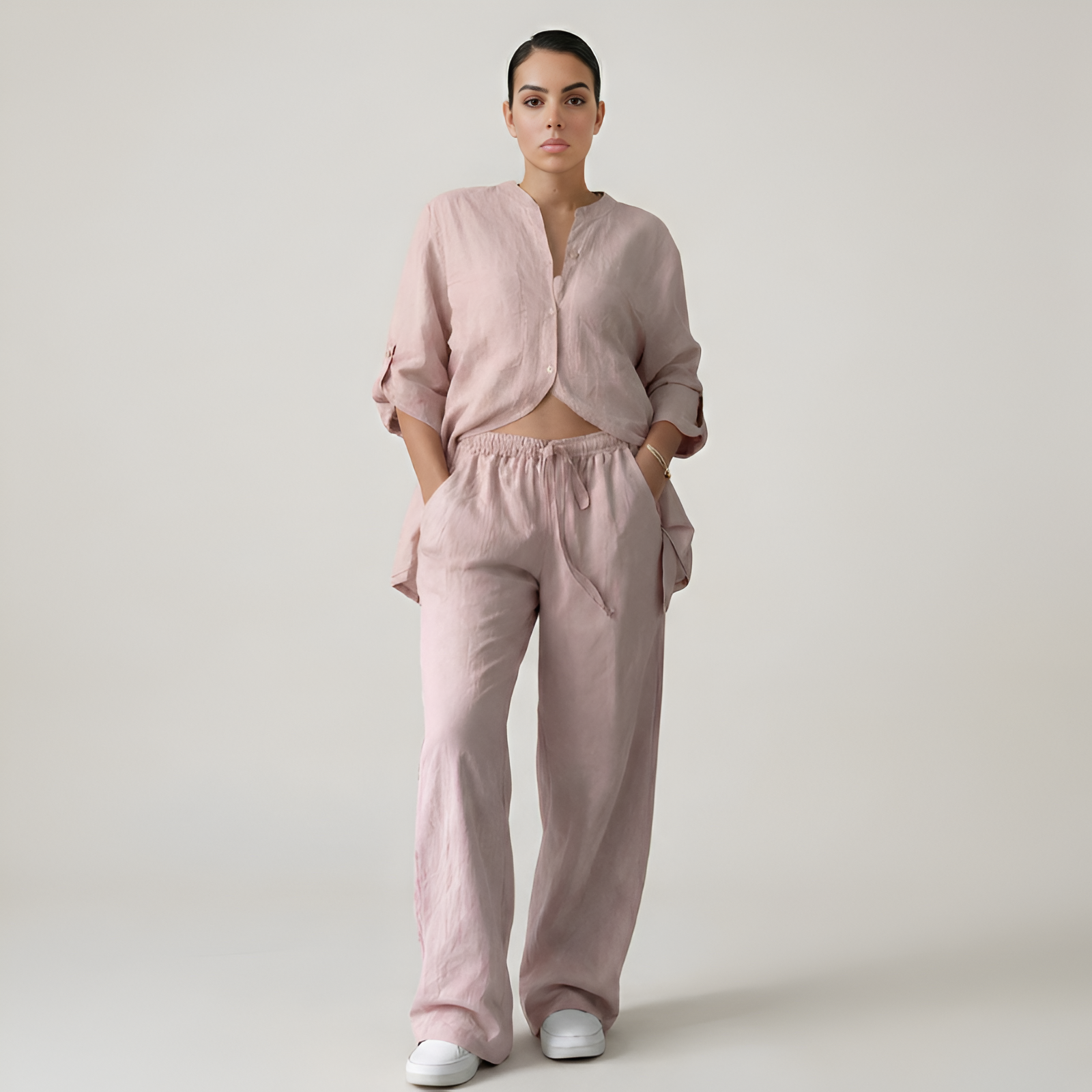 Minimal Button Up Co Ord Set For Women — view 7