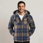 Sherpa Lined Plaid Flannel Zip Hoodie Jacket — view 4