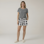 Short Sleeve Pajama Set With Contrast Piping And Pocket — view 3
