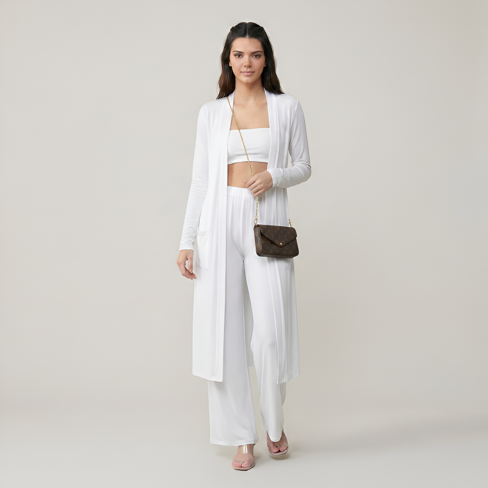 3 Piece Long Cardigan Knit Set — view 5