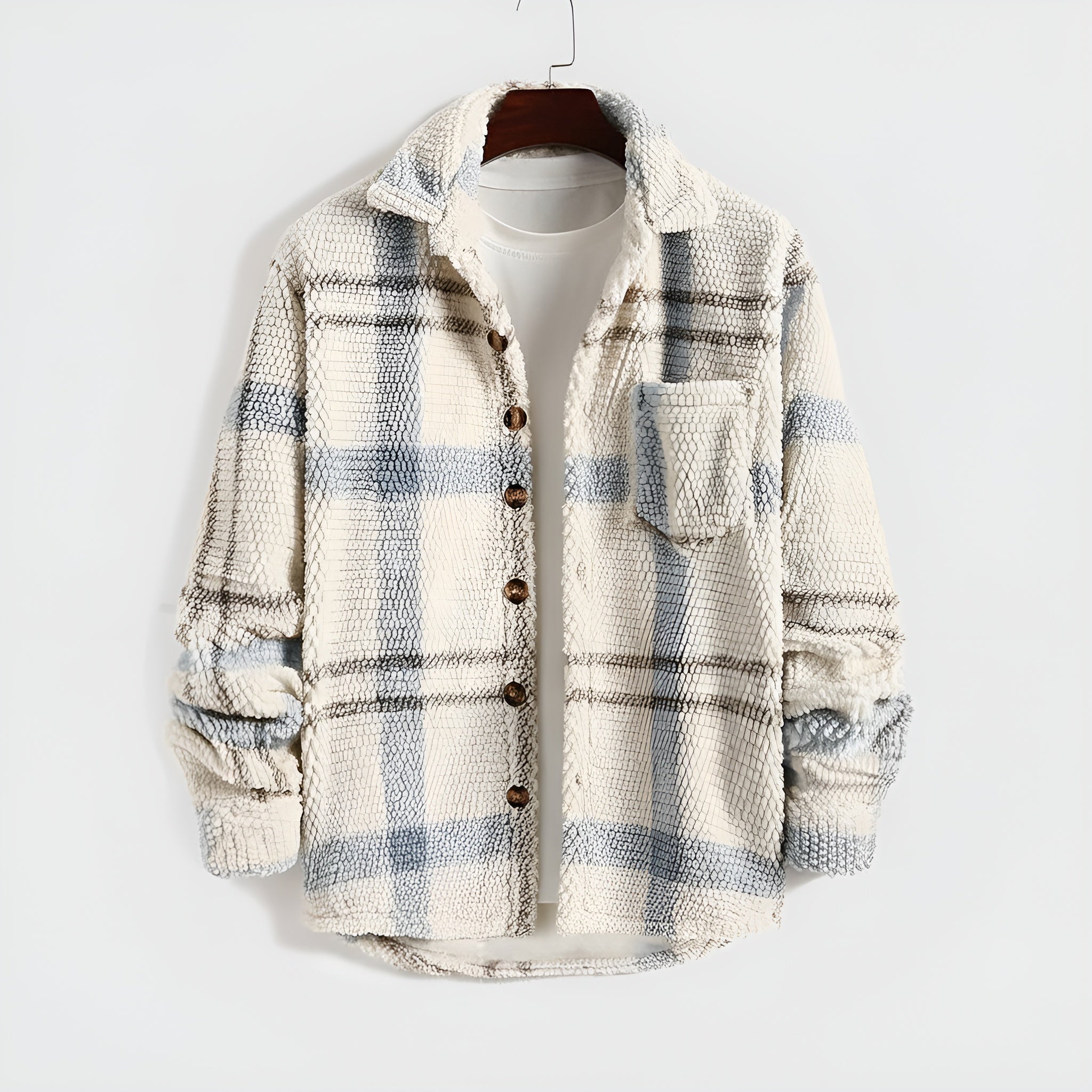 Plaid Fleece Button Down Shirt Jacket — view 4