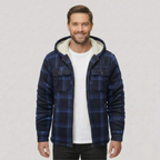 Everyday Plaid Flannel Sherpa Lined Hoodie Jacket — view 5