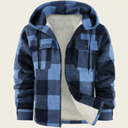 Sherpa Lined Plaid Flannel Zip Hoodie Jacket — view 18