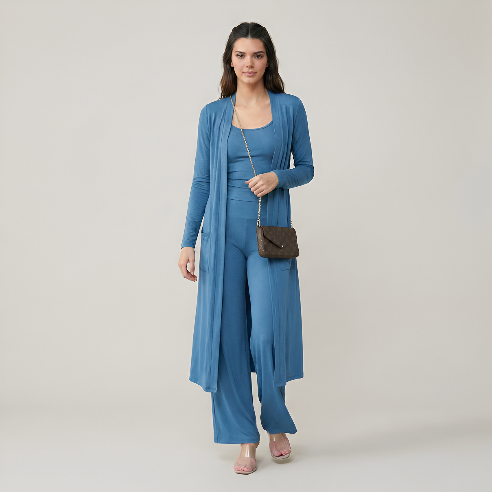 3 Piece Long Cardigan Knit Set — view 6