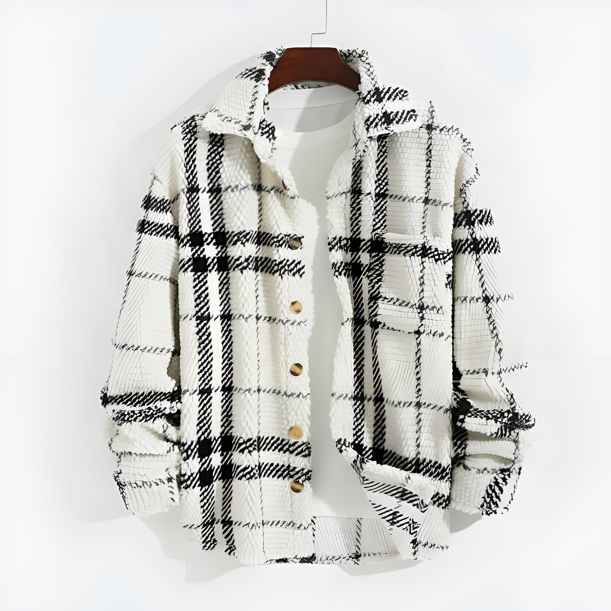 Plaid Fleece Button Down Shirt Jacket — view 8