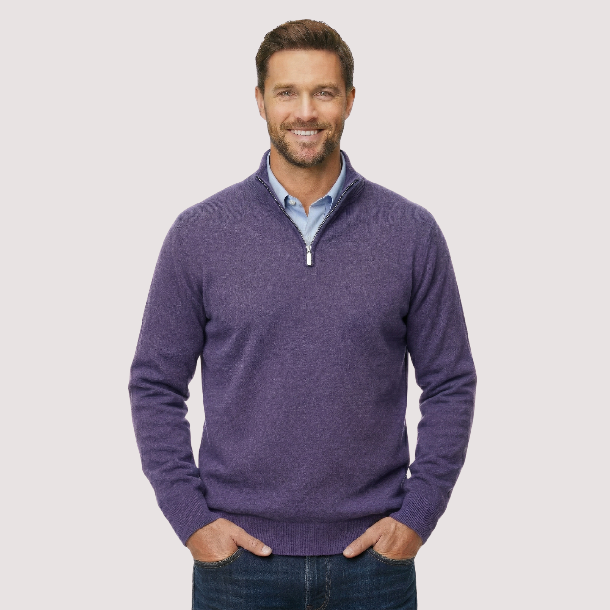 Classic Quarter Zip Knit Pullover Sweater — view 11