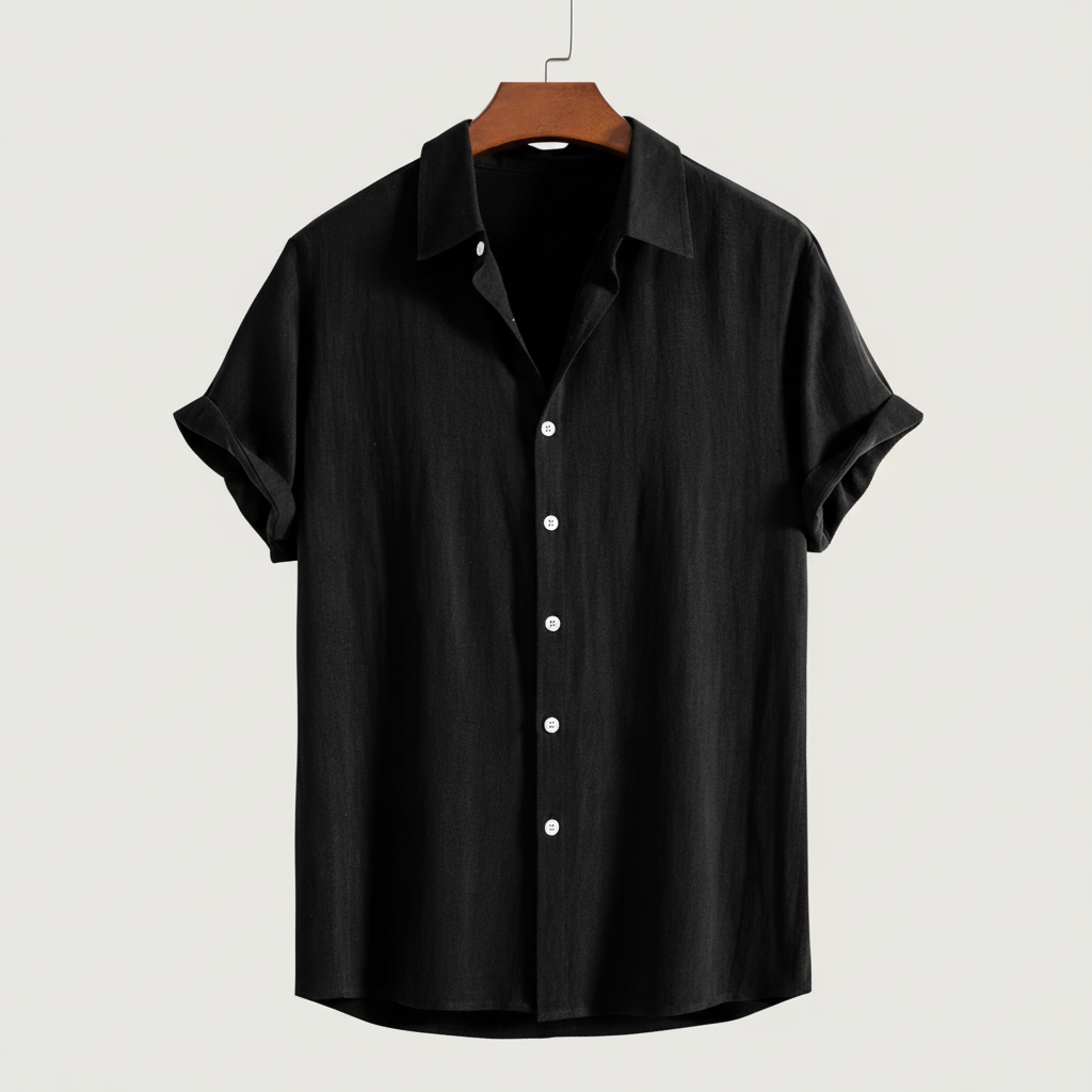 Rayon Linen Blend Button Up Shirt — view 9