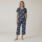 Short Sleeve Printed Capri Pajama Set For Women — view 4