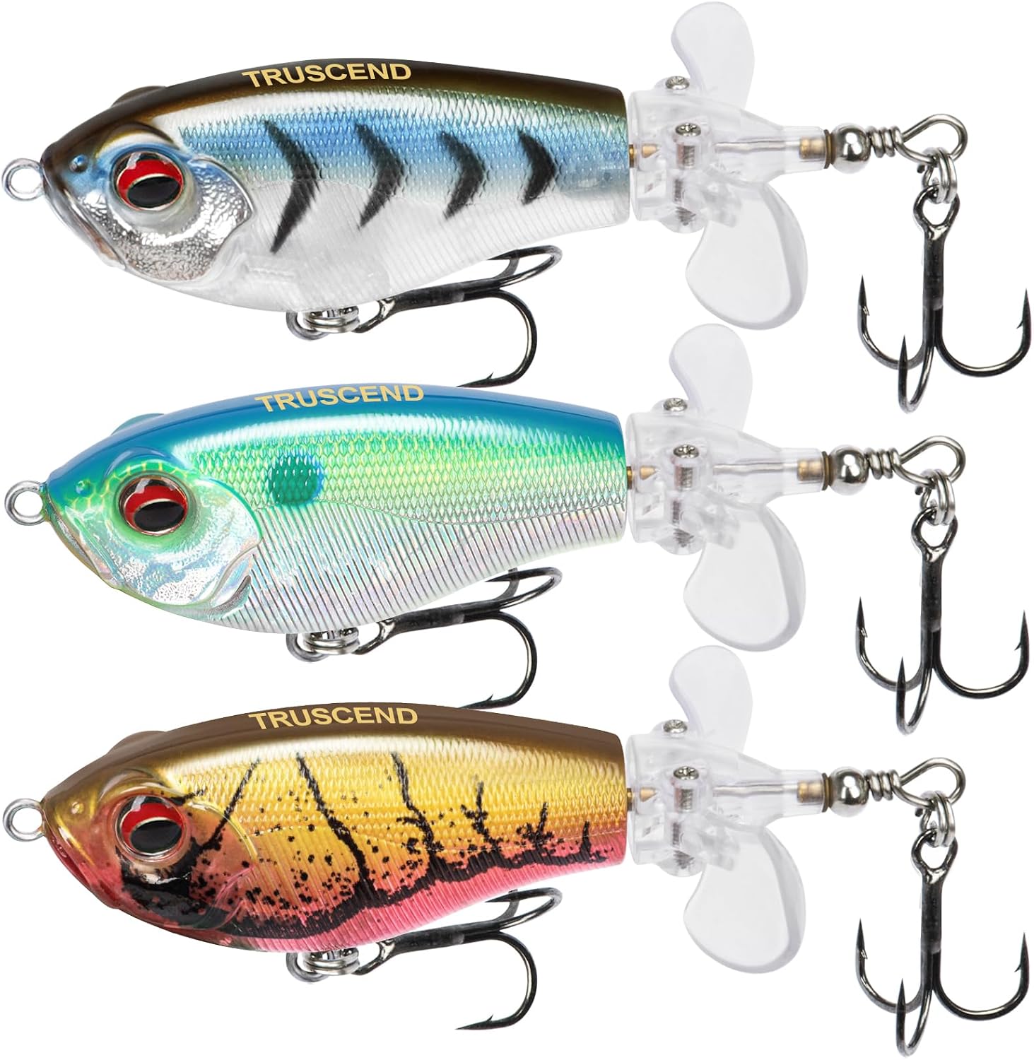 TRUSCEND PoPobait with BKK Hooks, Top Water Plopper Fishing Lures for Bass Walleye Pike Catfish Musky Perch, Floating Lu