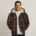 Sherpa Lined Plaid Flannel Zip Hoodie Jacket — view 9
