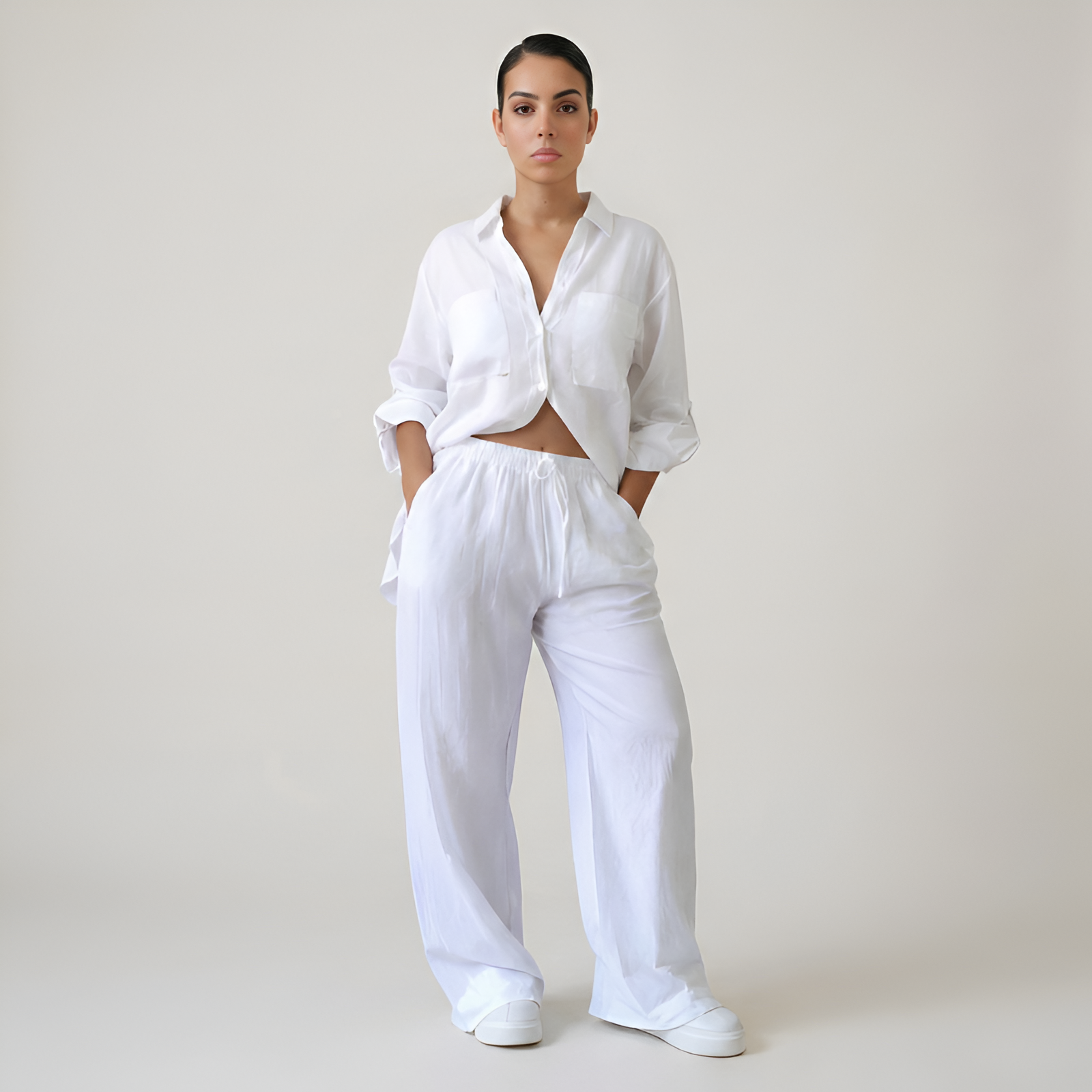 Minimal Button Up Co Ord Set For Women — view 9