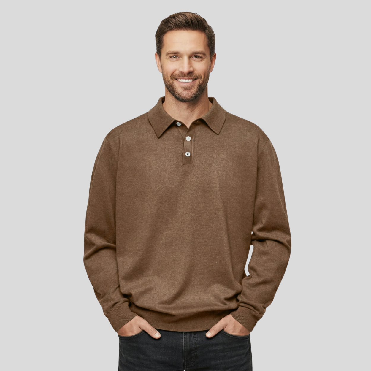 Classic Cashmere Lapel Polo T Shirt — view 2