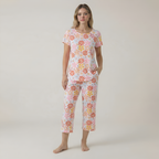 Short Sleeve Printed Capri Pajama Set For Women — view 6