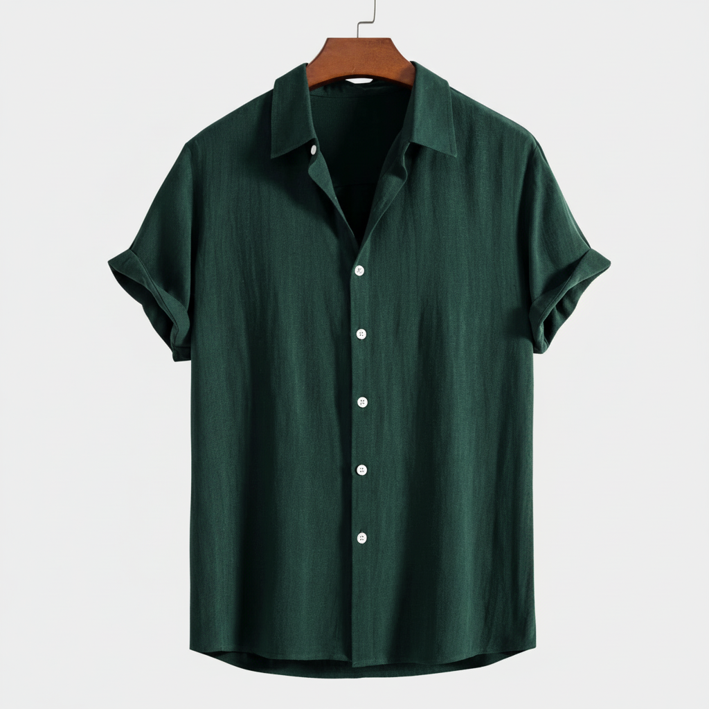 Rayon Linen Blend Button Up Shirt — view 12
