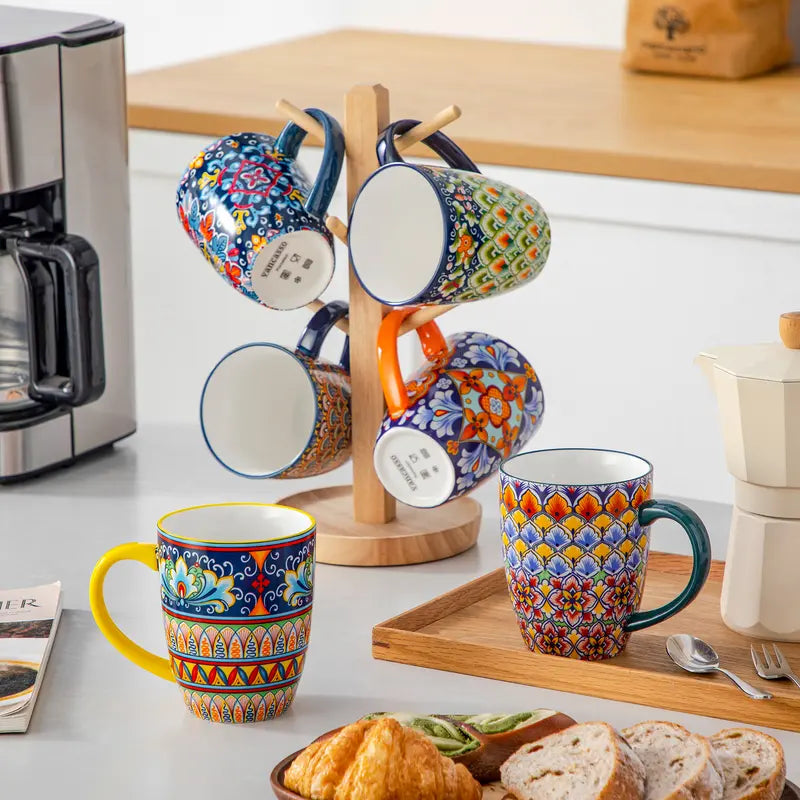 Pack Of 6 Bohemian Style Porcelain Coffee Mugs — view 2