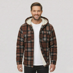 Everyday Plaid Flannel Sherpa Lined Hoodie Jacket — view 9