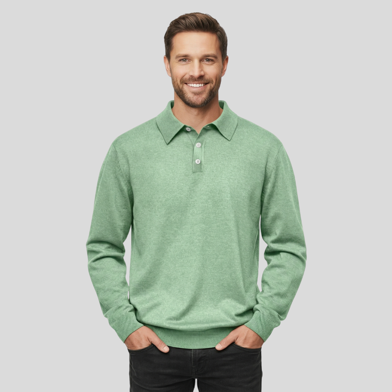 Classic Cashmere Lapel Polo T Shirt — view 4