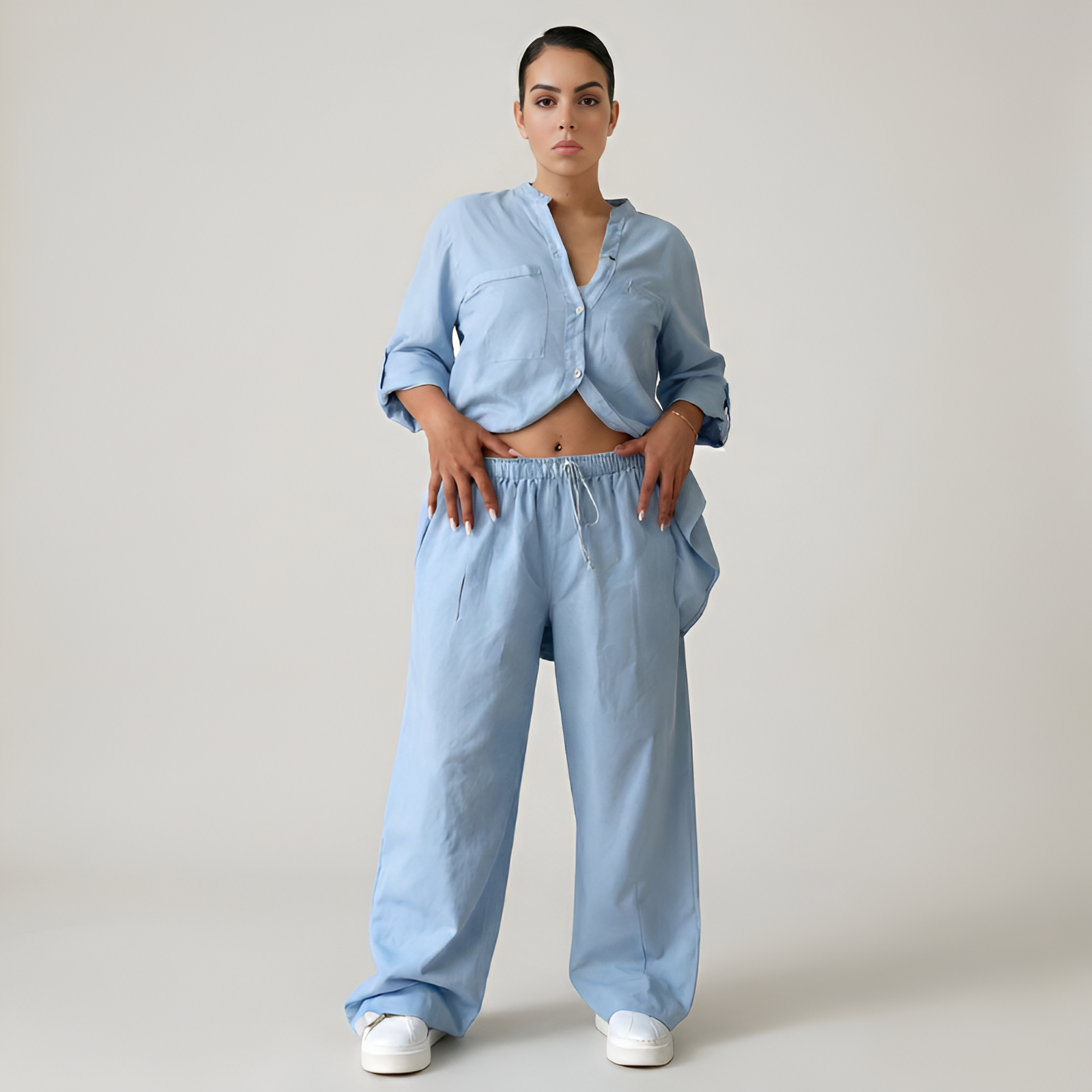 Minimal Button Up Co Ord Set For Women — view 11