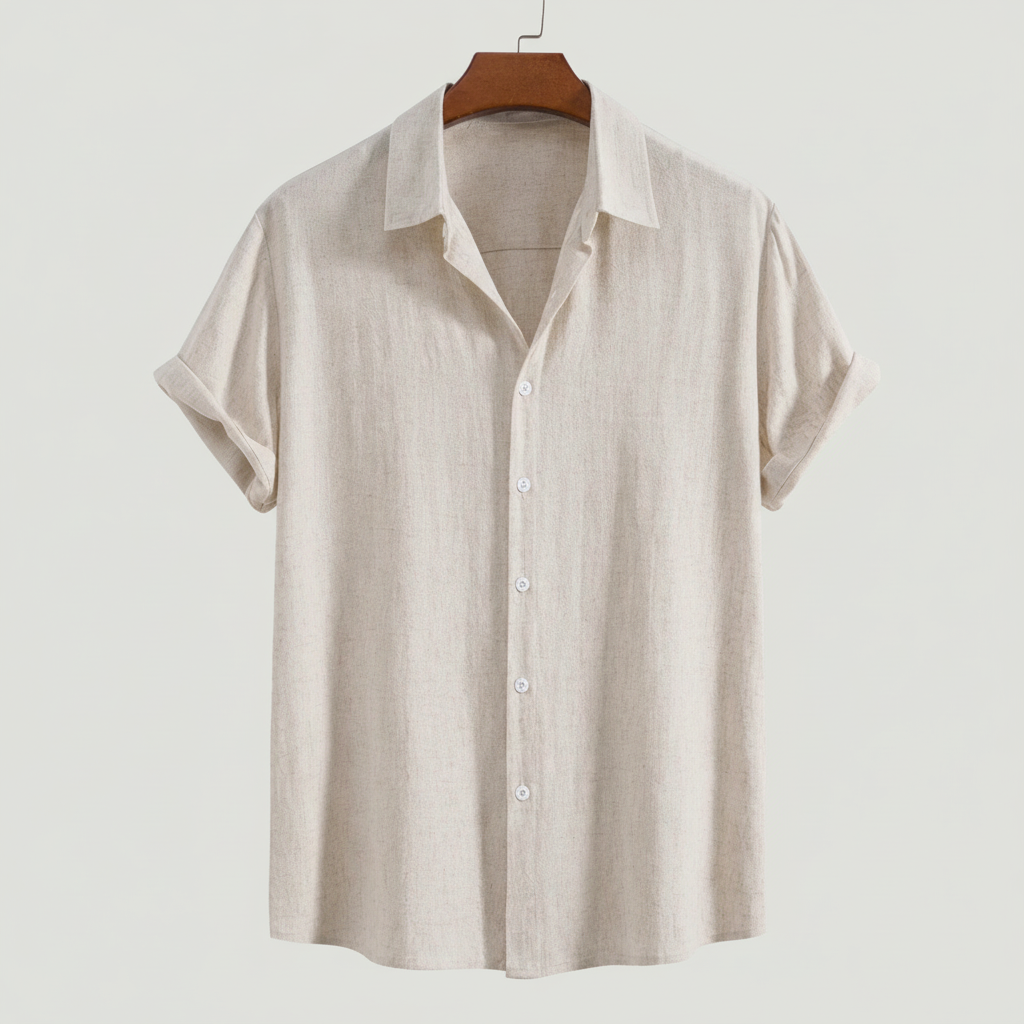 Rayon Linen Blend Button Up Shirt — view 10