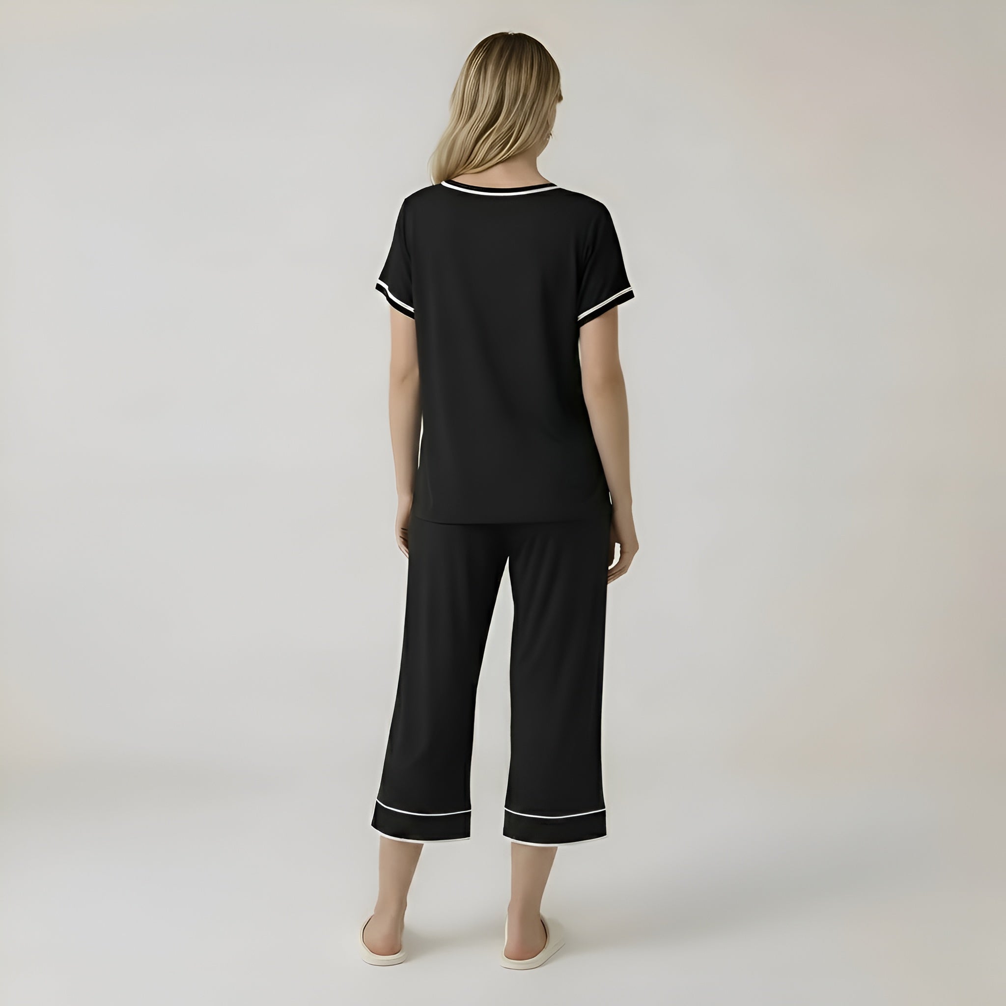 Short Sleeve Top With Capri Pajamas — view 3