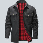 Plaid Lined Button Front Utility Jacket — view 2