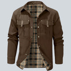 Plaid Lined Button Front Utility Jacket — view 9