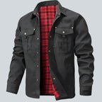 Plaid Lined Button Front Utility Jacket — view 3