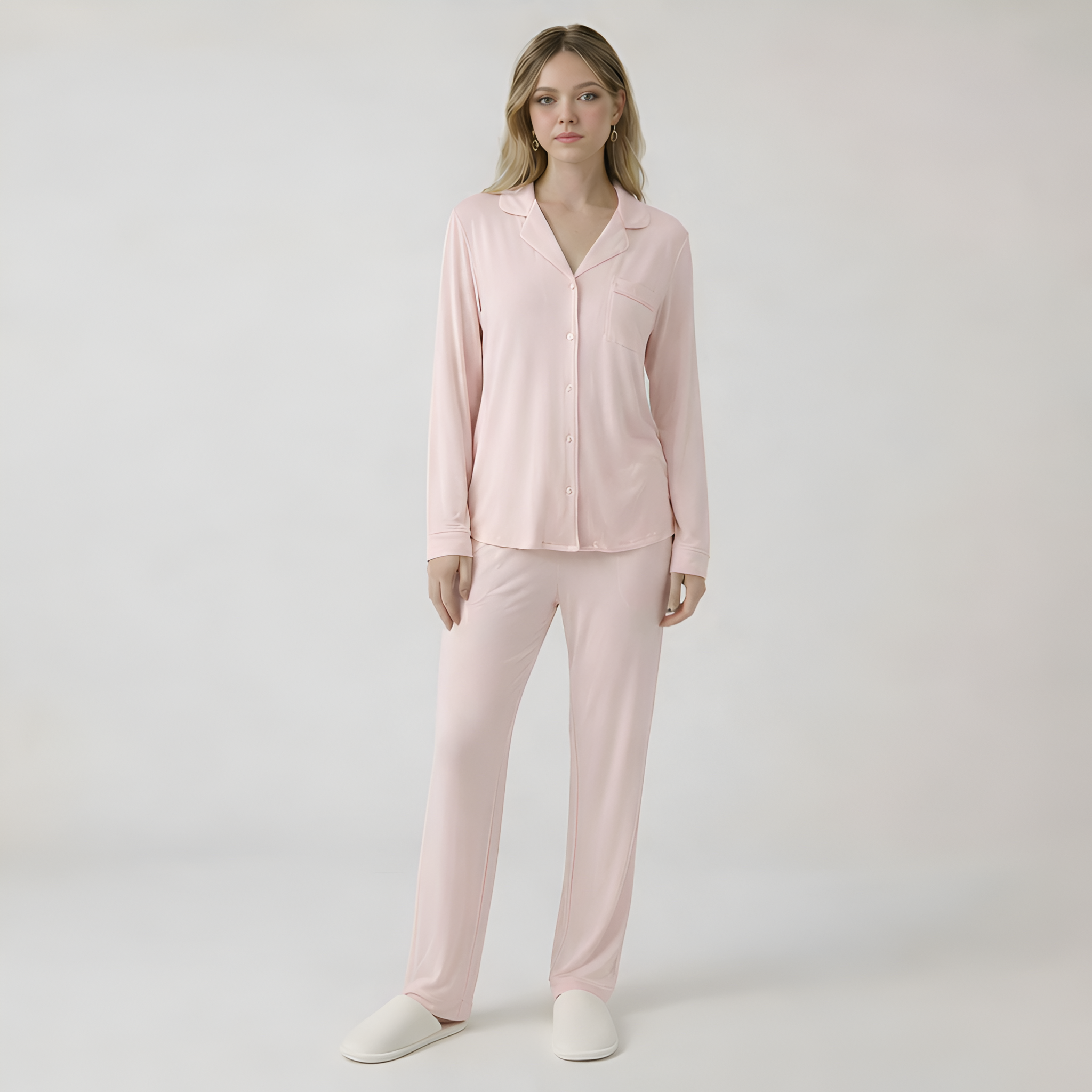 Bamboo Stretch Knit Long Sleeve Pajama Set For Women — view 10