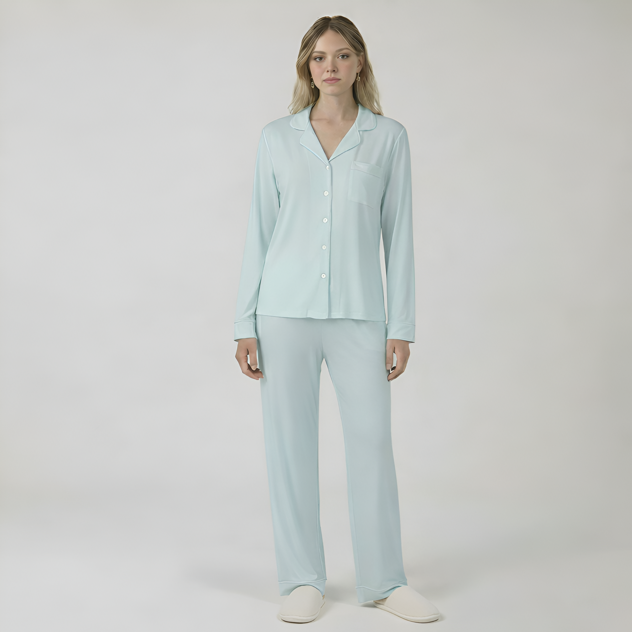 Bamboo Stretch Knit Long Sleeve Pajama Set For Women — view 9