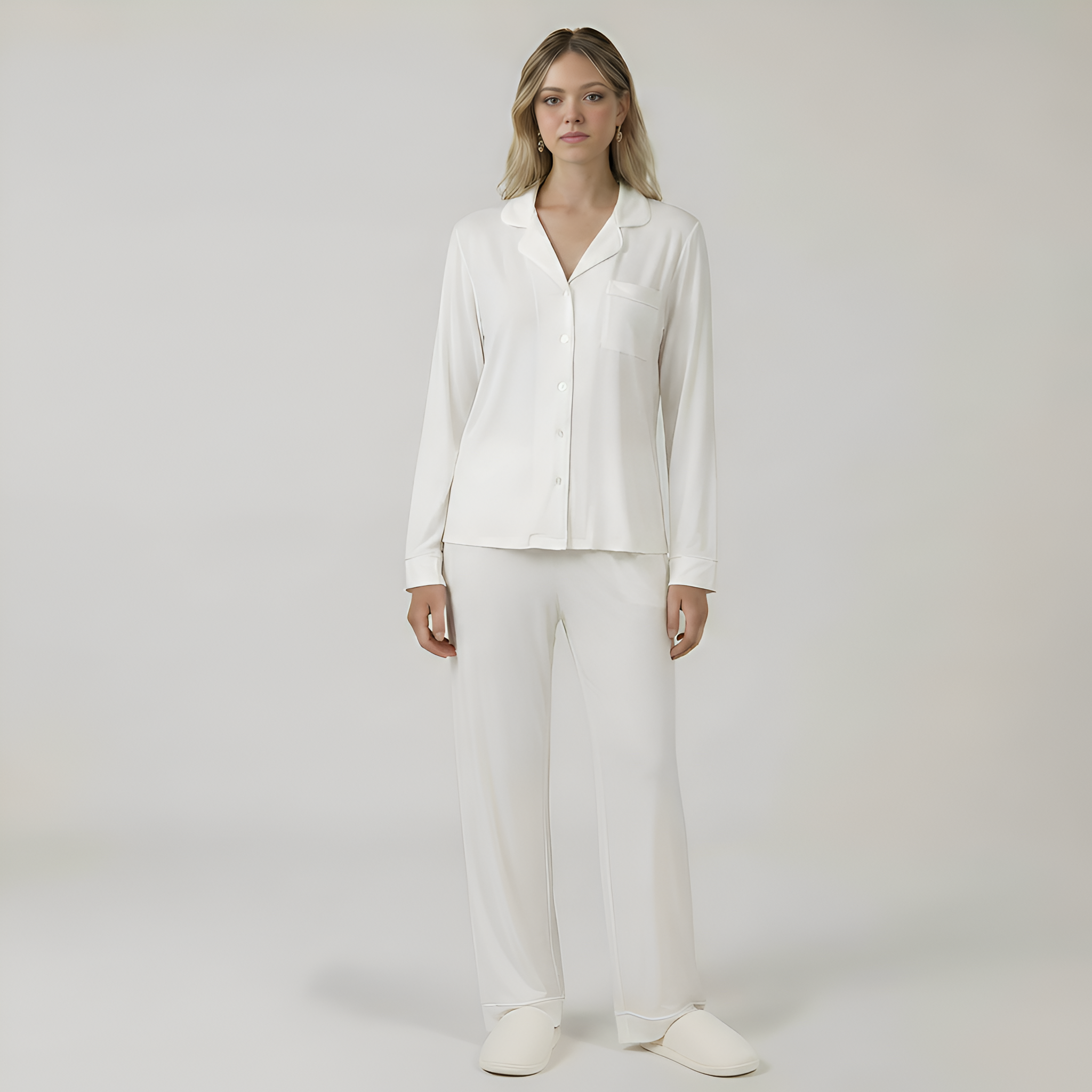 Bamboo Stretch Knit Long Sleeve Pajama Set For Women — view 7