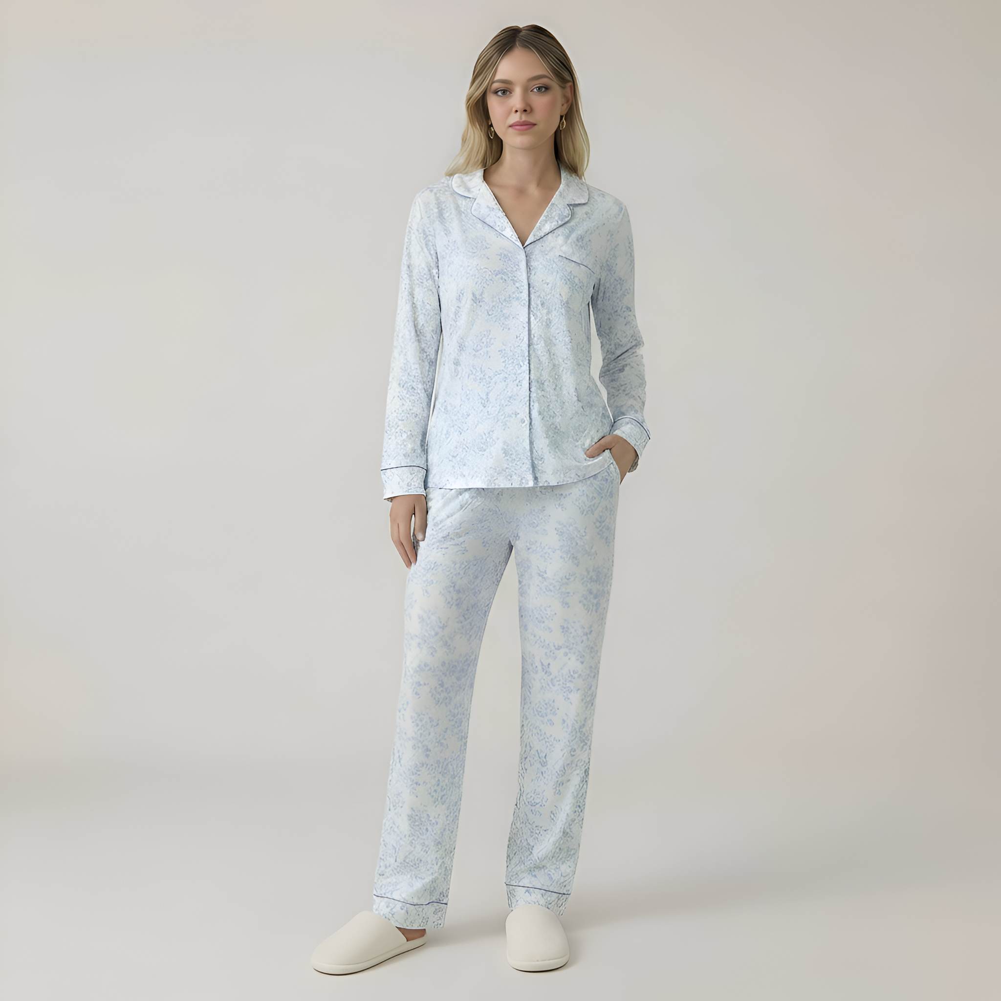 Bamboo Stretch Knit Long Sleeve Pajama Set For Women — view 5