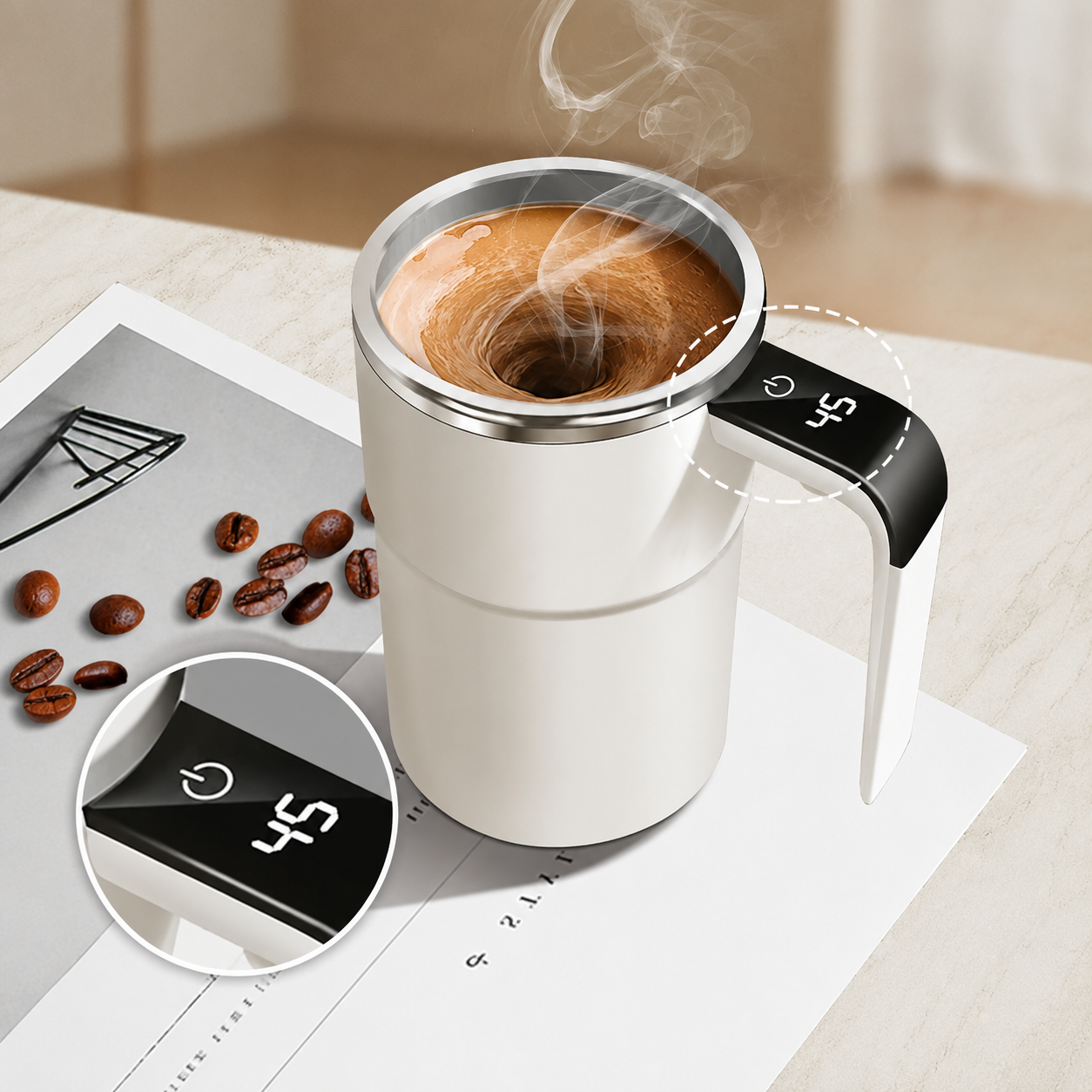 Portable Electric Stirring Stainless Steel Coffee Mug | SLIMG:7613690698492027085