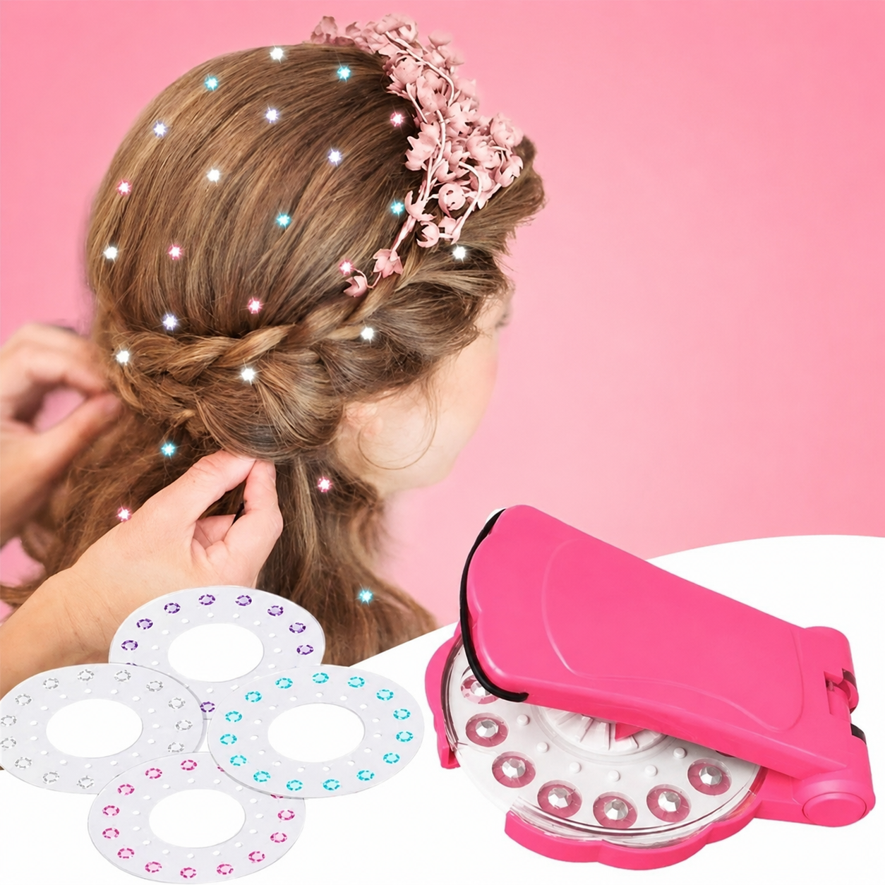 Hair Sparkle Applicator Tool With Refillable Decoration Discs | SLIMG:7613757182807384866