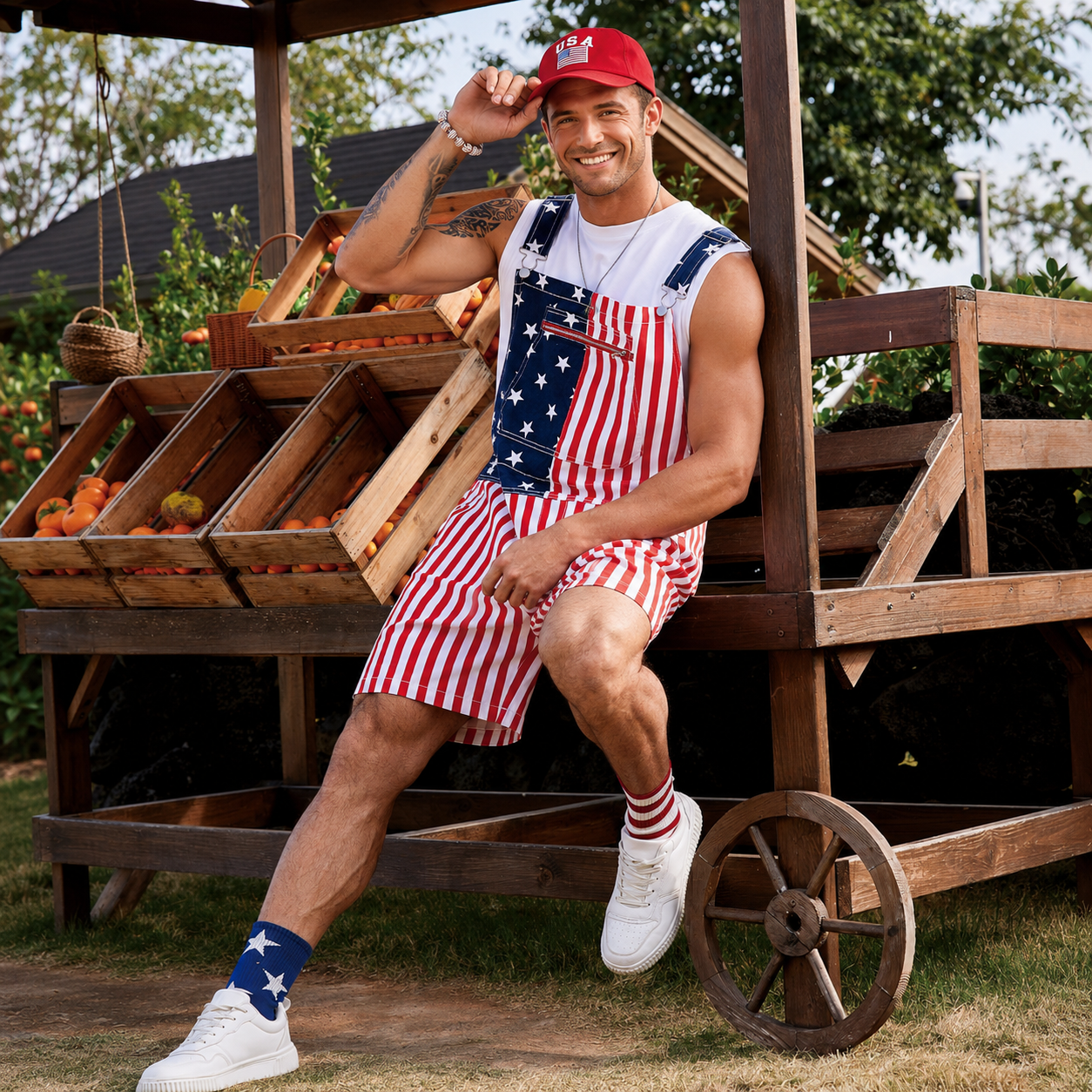 250th Anniversary American Flag Overalls Romper Jumpsuit