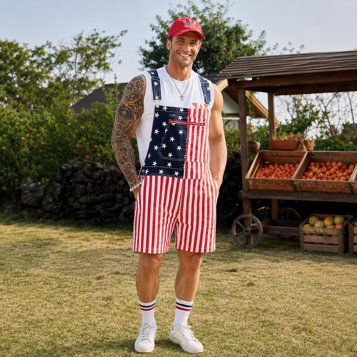 250th Anniversary American Flag Overalls Romper Jumpsuit