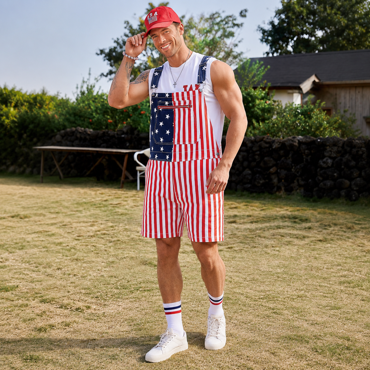 250th Anniversary American Flag Overalls Romper Jumpsuit