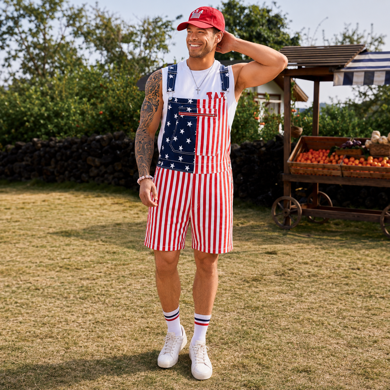 250th Anniversary American Flag Overalls Romper Jumpsuit