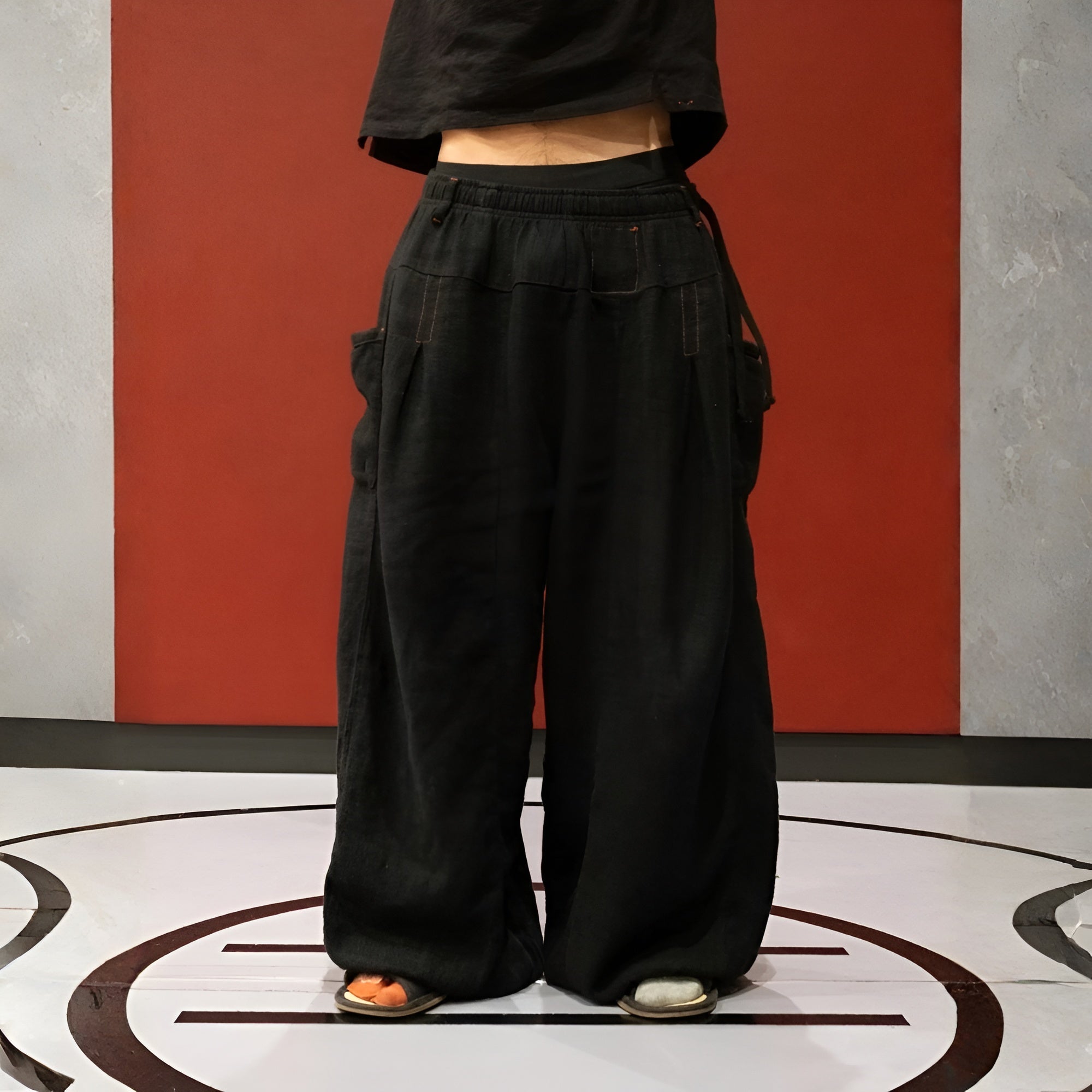 Flax Pleated Wide Pants With Drawstrings — view 15