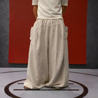 Flax Pleated Wide Pants With Drawstrings — view 16