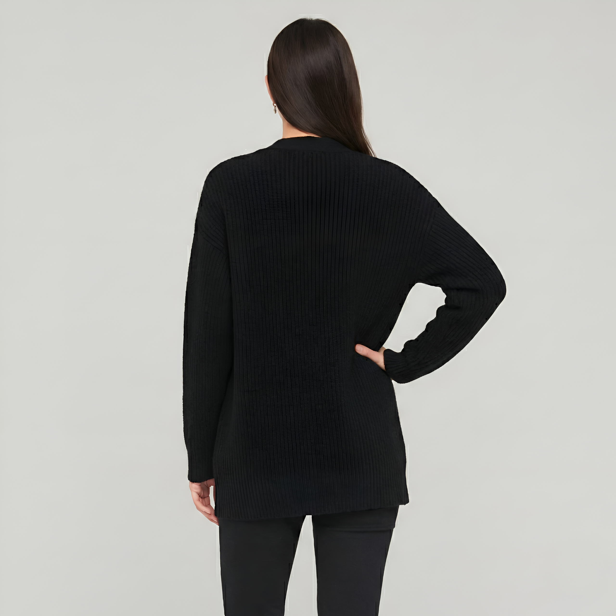 Soft Knit Cashmere Cocoon Front Button Cardigan — view 2