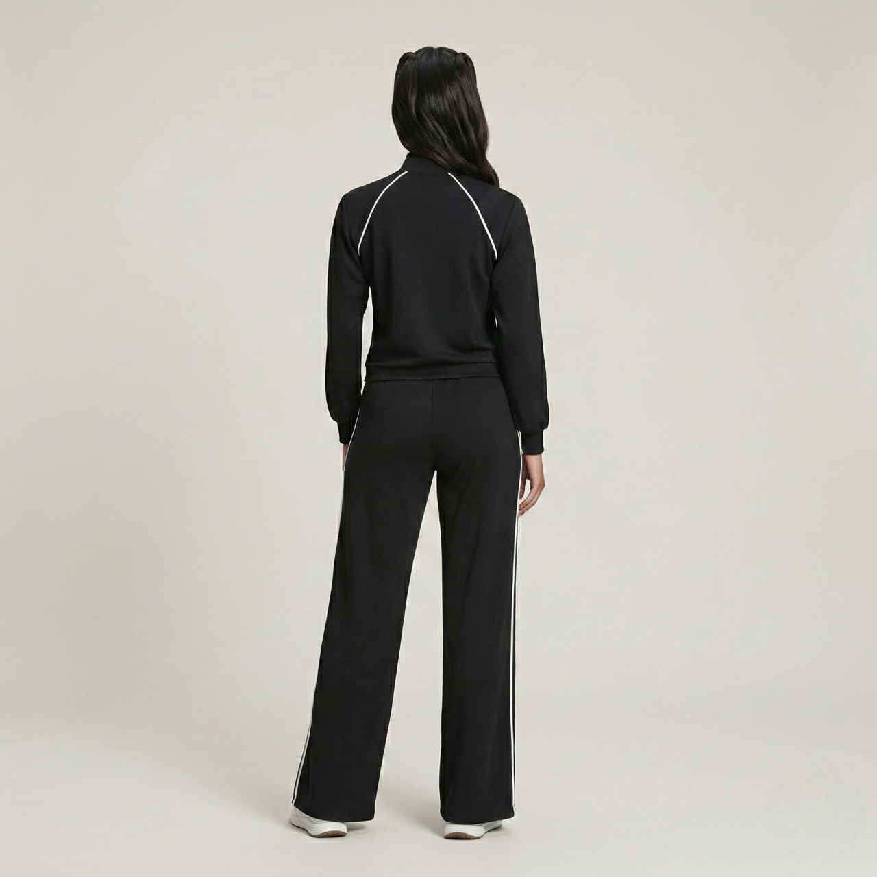 Full Zip Contrast Piping Set For Women — view 2