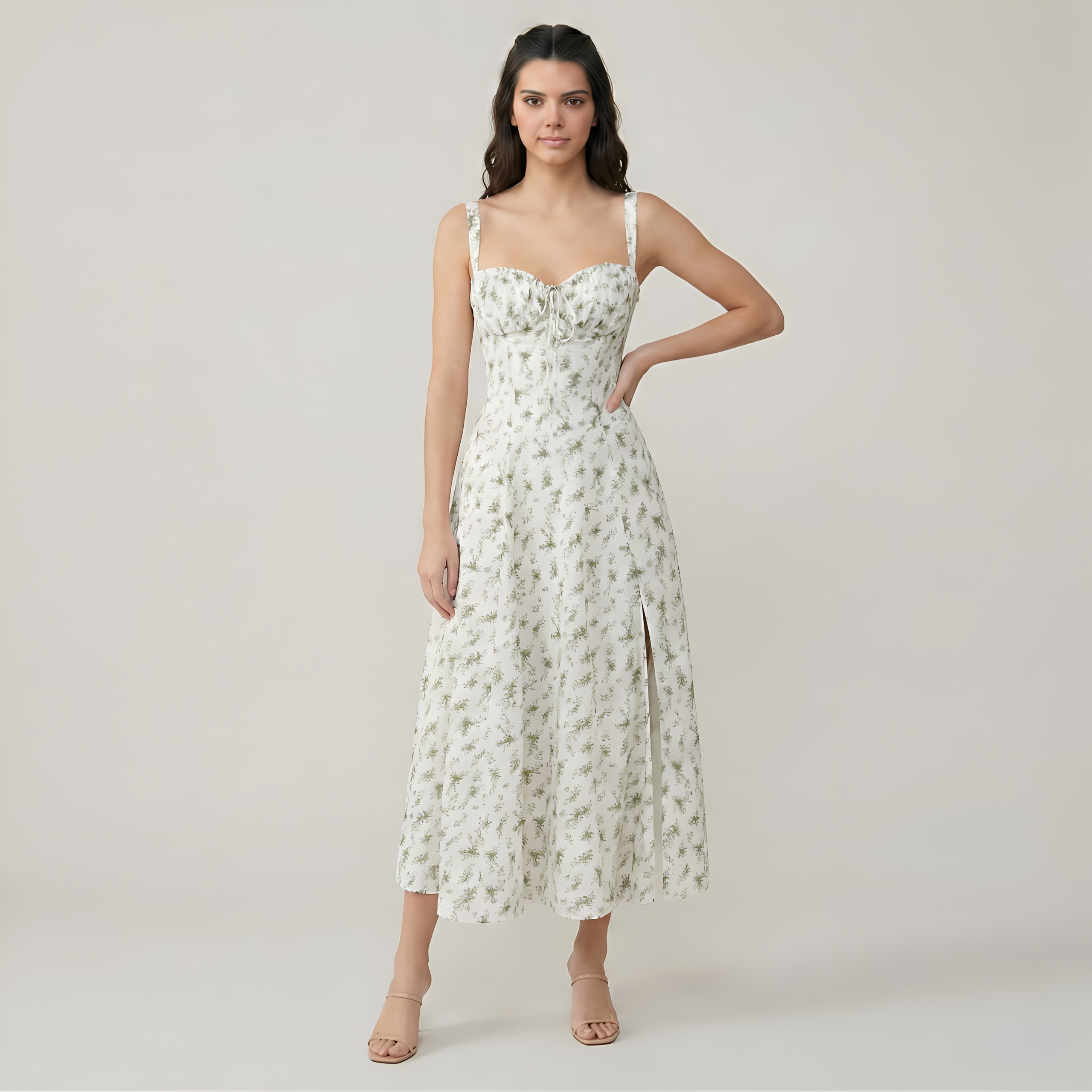 Floral Printed A Line Midi Dress For Women — view 6